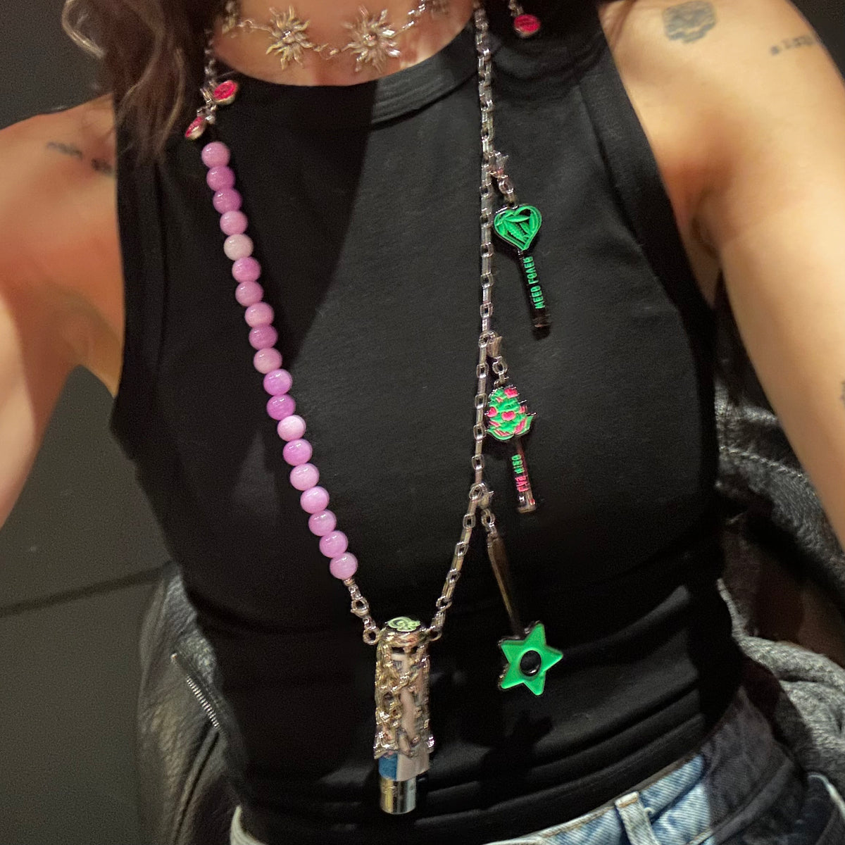 Charm Varita Mágica Corazón Verde (Portajoint)