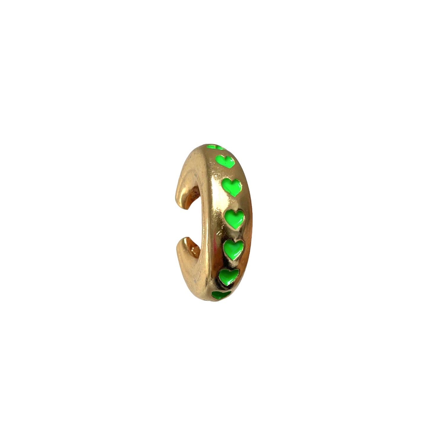 Earcuff Green Hearts (Gold-Neón)