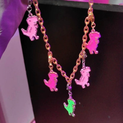 Charm Pink Dino (Silver-Neón)