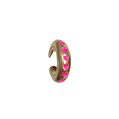 Earcuff Pink Hearts (Gold-Neón)