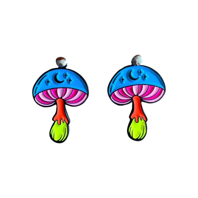 Aretes Blue Mystic Fungi (Neón)