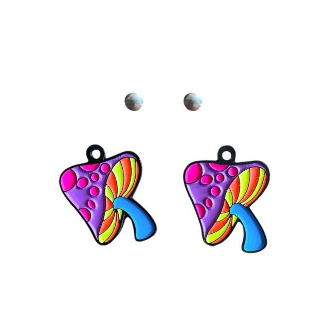 Aretes Purple Fantastic Fungi (Neón)