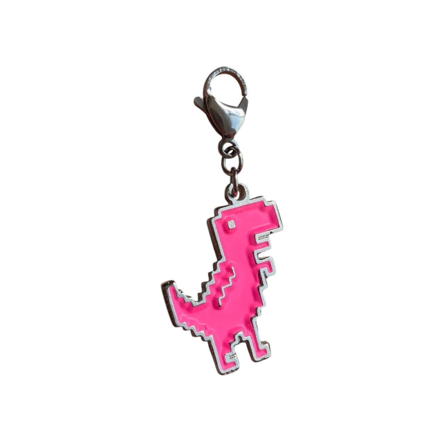 Charm Pink Dino (Silver-Neón)