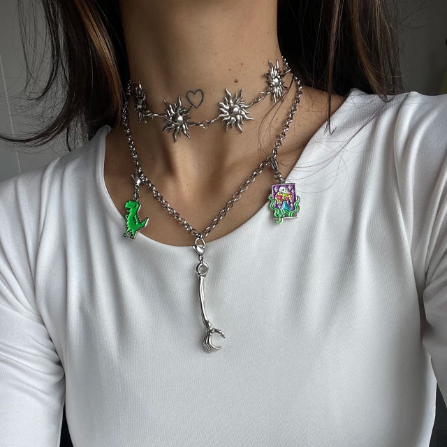 Charm Green Dino (Silver-Neón)