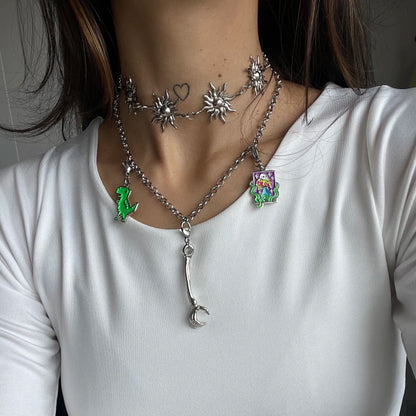 Charm Green Dino (Silver-Neón)