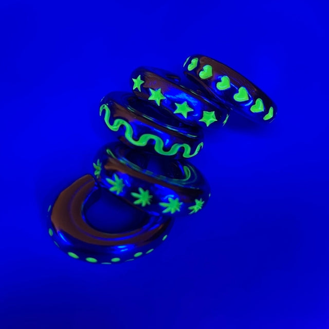 Earcuff Yellow Stars (Silver-Neón)