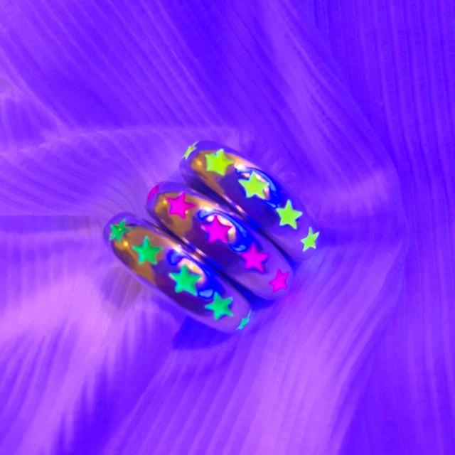 Earcuff Yellow Stars (Silver-Neón)