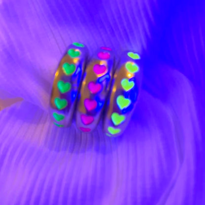 Earcuff Yellow Hearts (Black Silver-Neón)