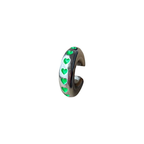 Earcuff Green Hearts (Silver-Neón)