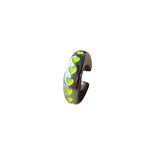 Earcuff Yellow Hearts (Silver-Neón)