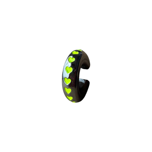 Earcuff Yellow Hearts (Black Silver-Neón)