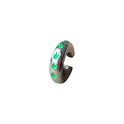 Earcuff Green Weeds (Silver-Neón)