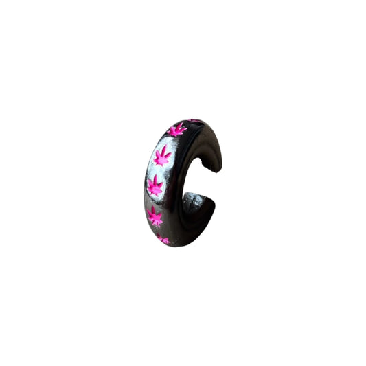 Earcuff Pink Weeds (Black Silver-Neón)