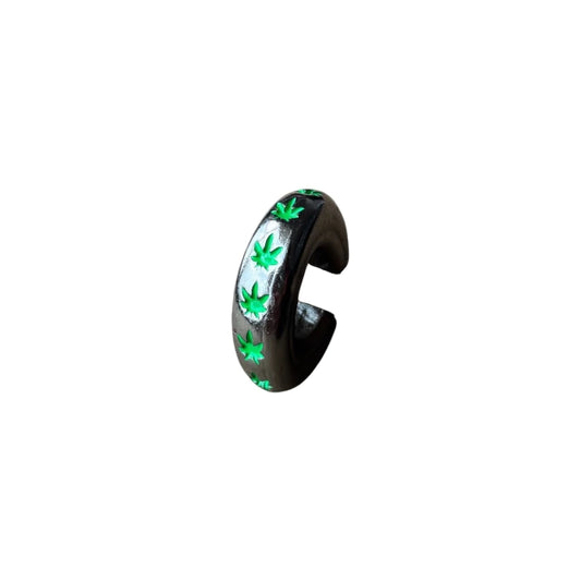 Earcuff Green Weeds (Black Silver-Neón)