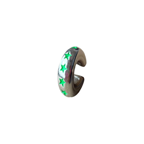 Earcuff Green Stars (Silver-Neón)