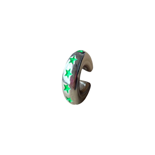 Earcuff Green Stars (Silver-Neón)