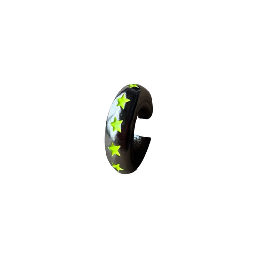 Earcuff Yellow Stars (Black Silver-Neón)