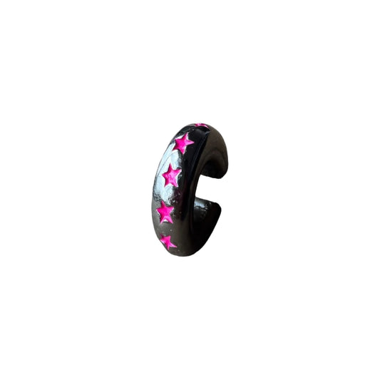 Earcuff Pink Stars (Black Silver-Neón)