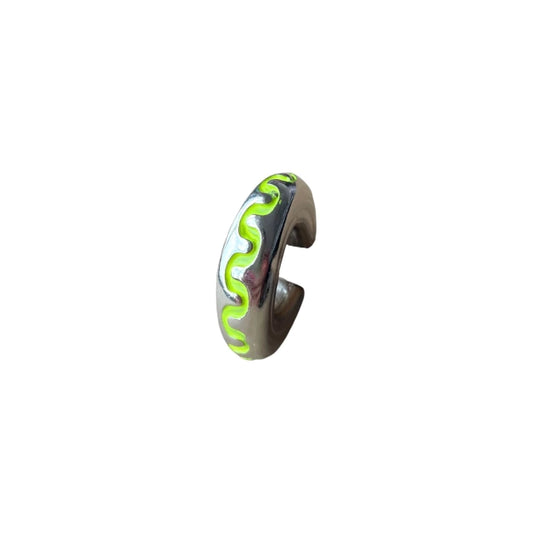 Earcuff Yellow Snake (Silver-Neón)