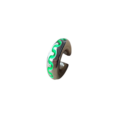 Earcuff Green Snake (Silver-Neón)