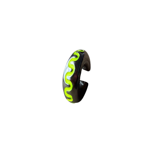 Earcuff Yellow Snake (Black Silver-Neón)