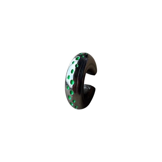 Earcuff Green Dots (Black Silver-Neón) -