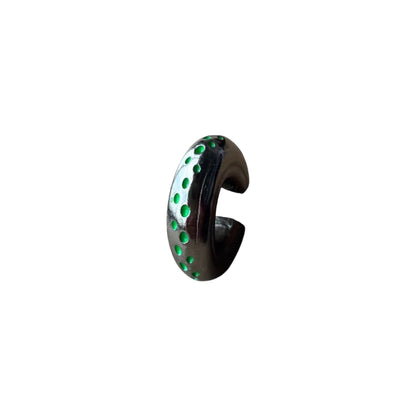Earcuff Green Dots (Black Silver-Neón) -