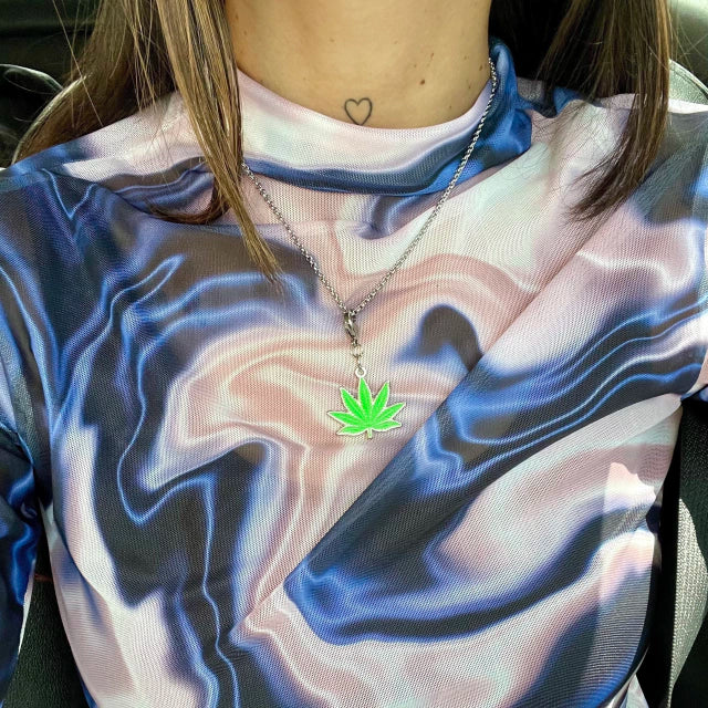 Charm Green Weed (Silver - Neón)